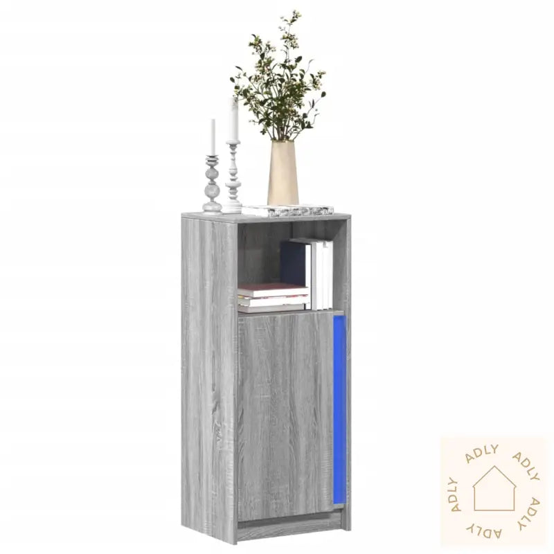 Skjenk Med Led Grå Sonoma 42,5X34X100 Cm Konstruert Tre