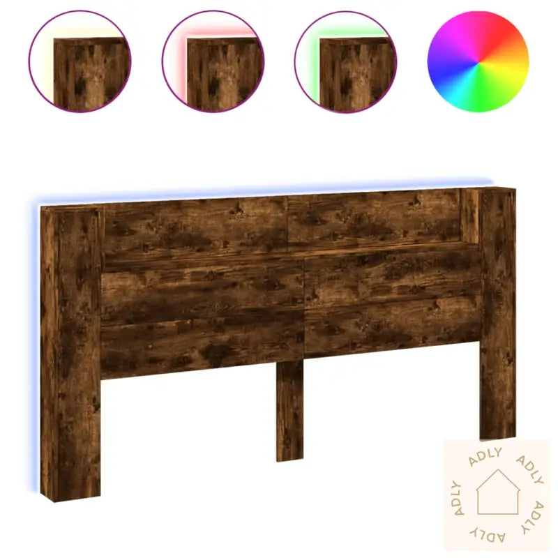 Hodegavl Skap Med Led Røkt Eik 200X16,5X103,5 Cm