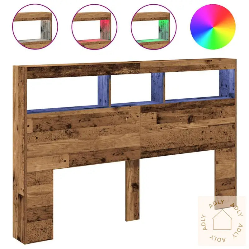 Hodegavl Skap Med Led Gammelt Tre 160X17X102 Cm