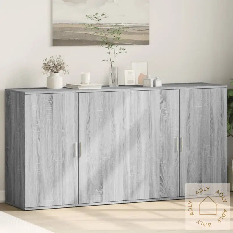 Skjenker 2 Stk Grå Sonoma 79X38X80 Cm Konstruert Tre