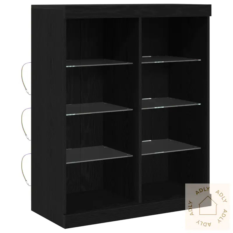 Sideboard Med Led-Lamper Svart Eik 41X37X100 Cm