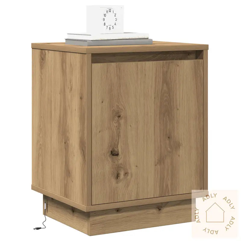 Nattbord Med Led-Lys I Artisan Eik 39X34,5X50 Cm