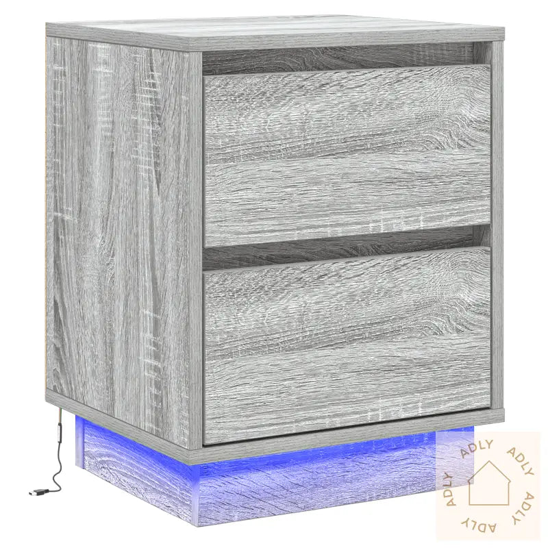 Soveromskap Med Led-Lamper Grå Sonoma 39X34,5X50 Cm