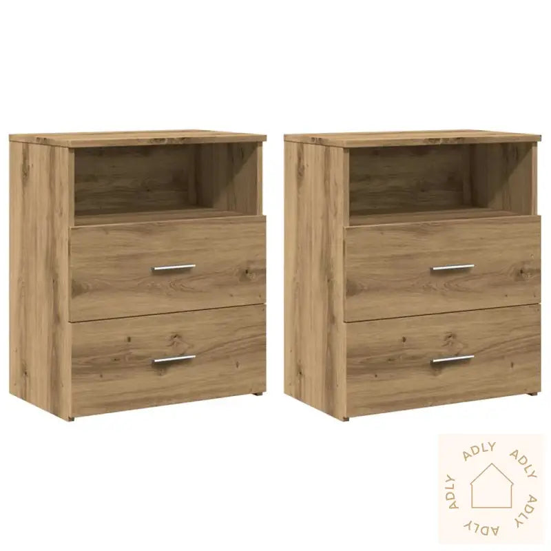 Nattbord 2 Stk Artisan Eik 50X32X60 Cm Konstruert Tre