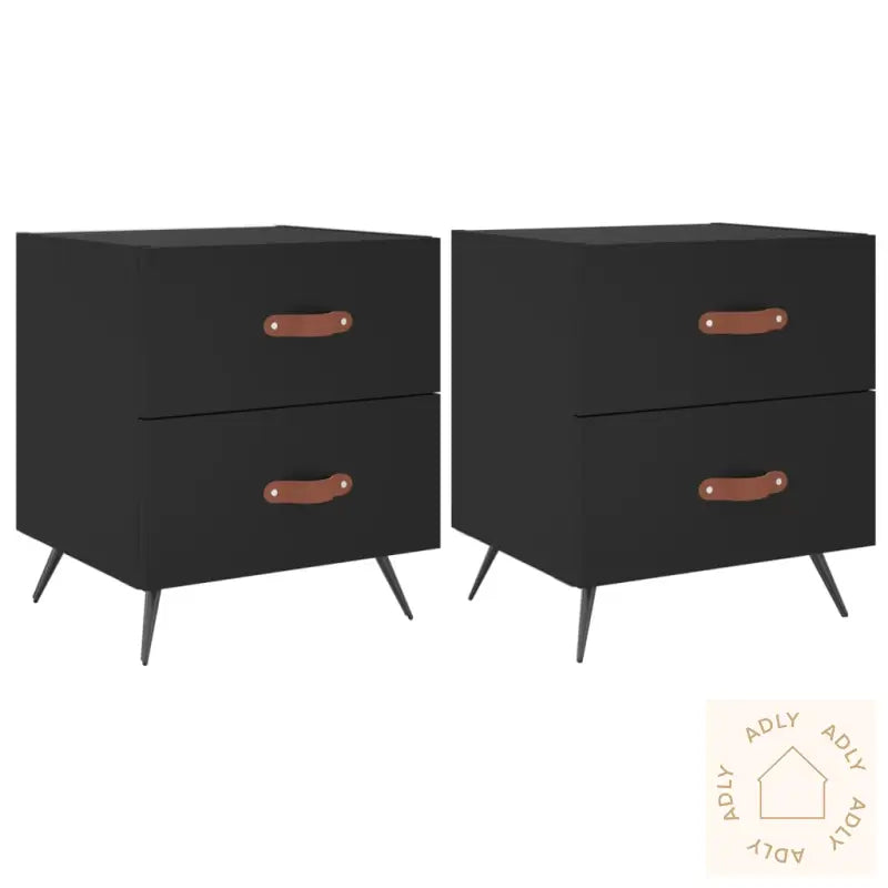 Nattbord 2 Stk Svart 40X35X47,5 Cm Konstruert Tre