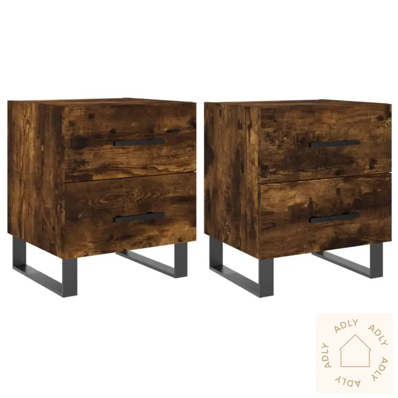 Nattbord 2 Stk Røkt Eik 40X35X47,5 Cm Konstruert Tre