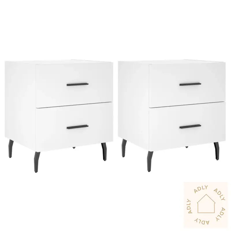 Nattbord 2 Stk Hvit 40X35X47,5 Cm Konstruert Tre