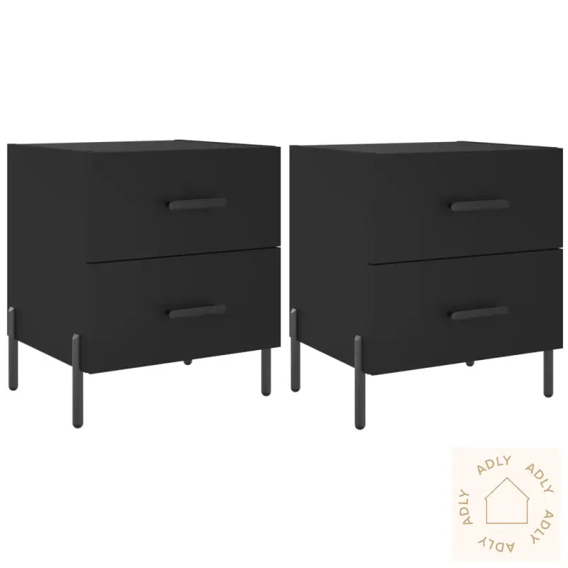 Nattbord 2 Stk Svart 40X35X47,5 Cm Konstruert Tre