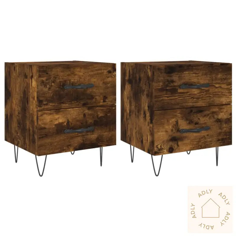 Nattbord 2 Stk Røkt Eik 40X35X47,5 Cm Konstruert Tre
