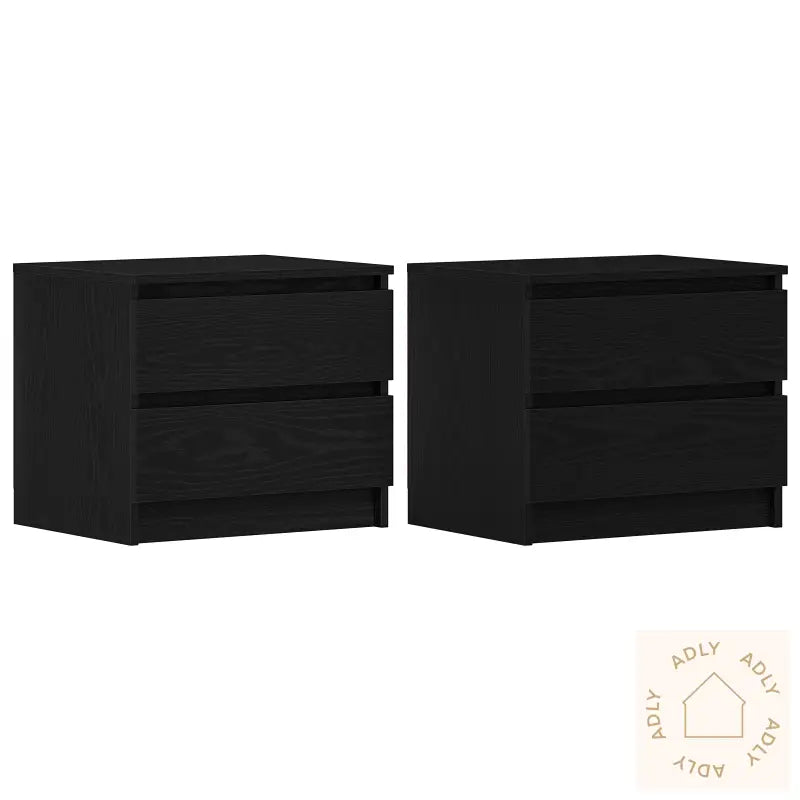 Nattbord 2 Stk Svart Eik 50X40X43,5 Cm Laget Av Tre