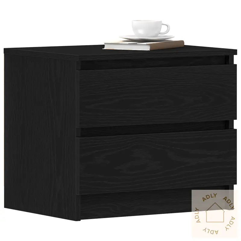 Nattbord 2 Stk Svart Eik 50X40X43,5 Cm Laget Av Tre