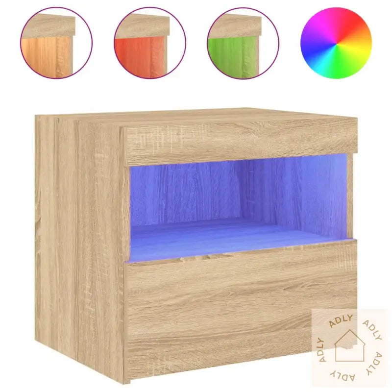 Nattbord Med Led Sonoma Eik 50X40X45 Cm