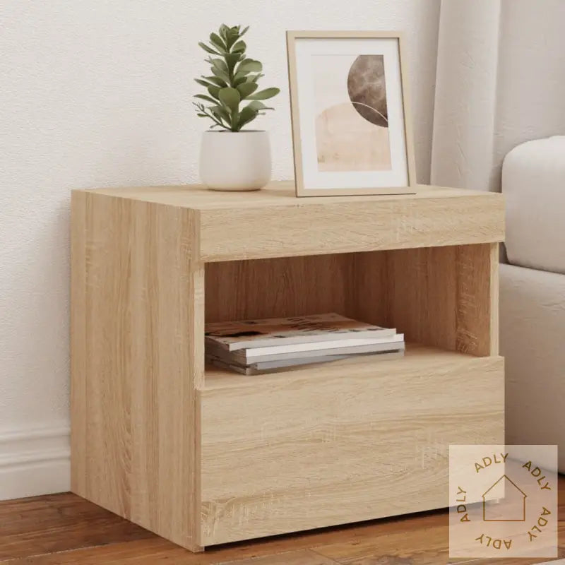 Nattbord Med Led Sonoma Eik 50X40X45 Cm
