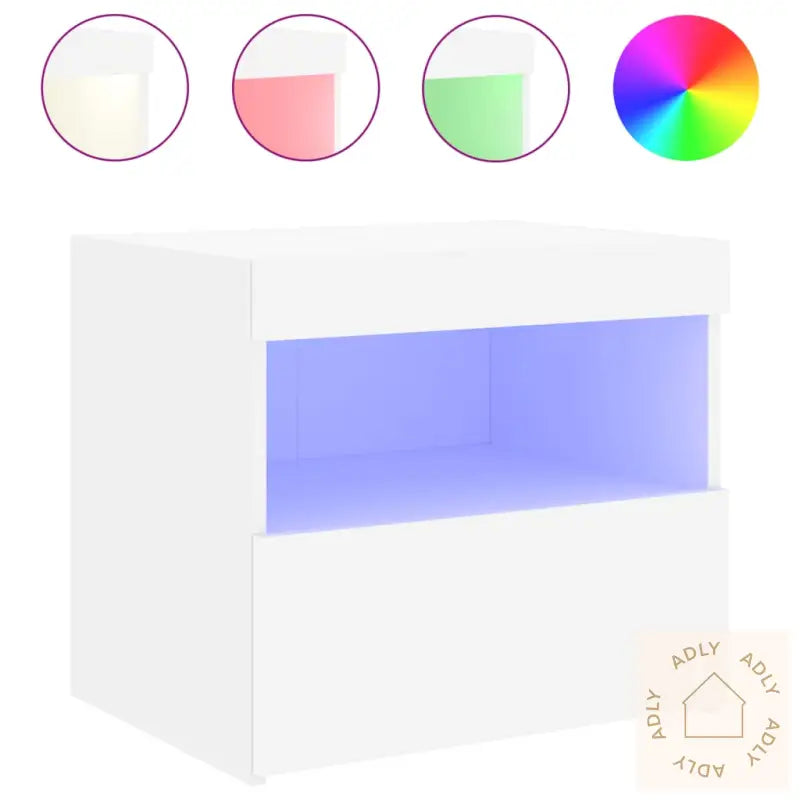 Nattbord Med Led Hvit 50X40X45 Cm