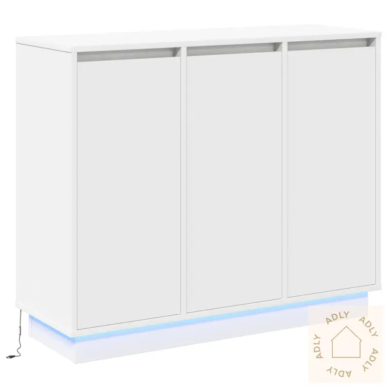 Sideboard Med Led Hvit 90X32X75 Cm Laget Av Tre