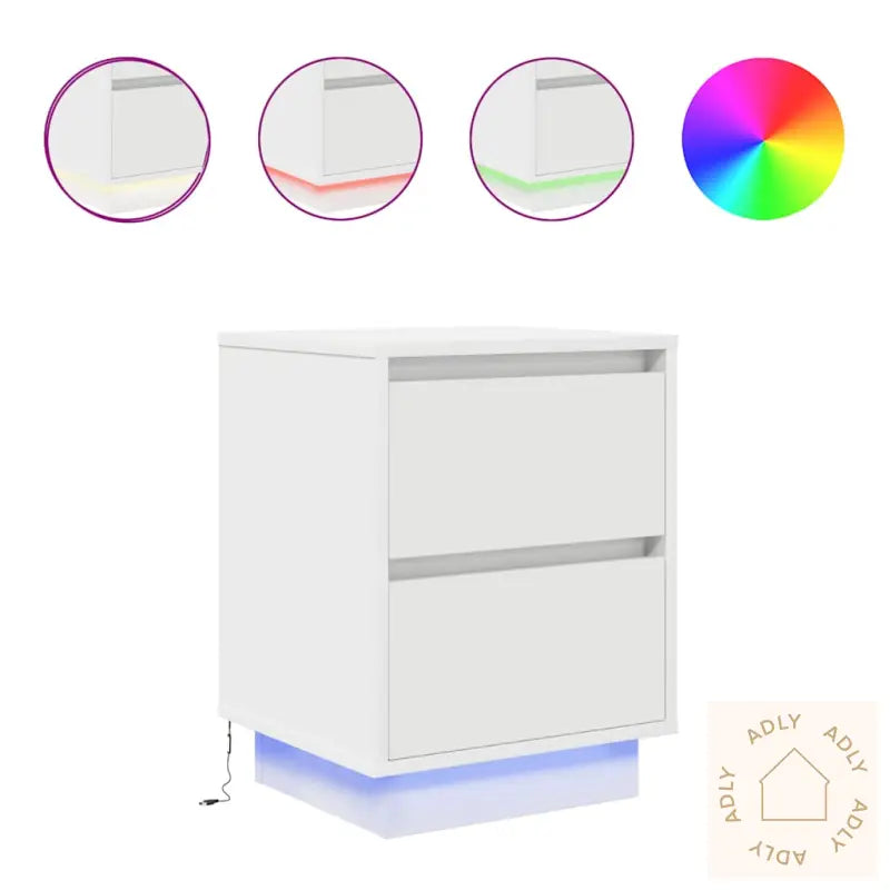 Nattskap Med Led-Lys 2 Stk Hvit 38X34X50 Cm