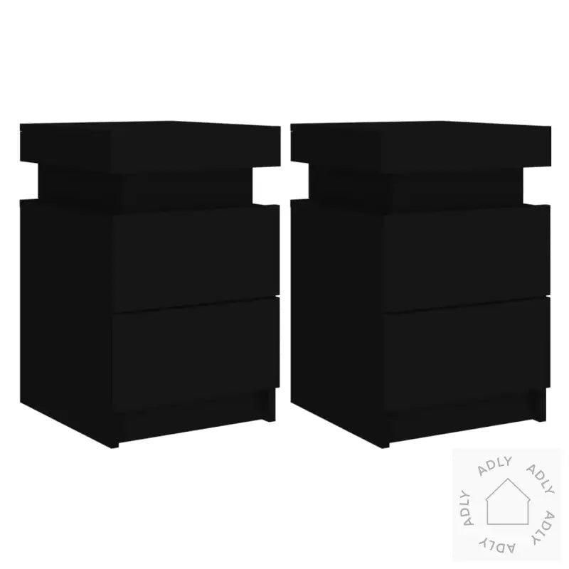 Nattbord Med Led 2 Stk Svart 35X39X55 Cm
