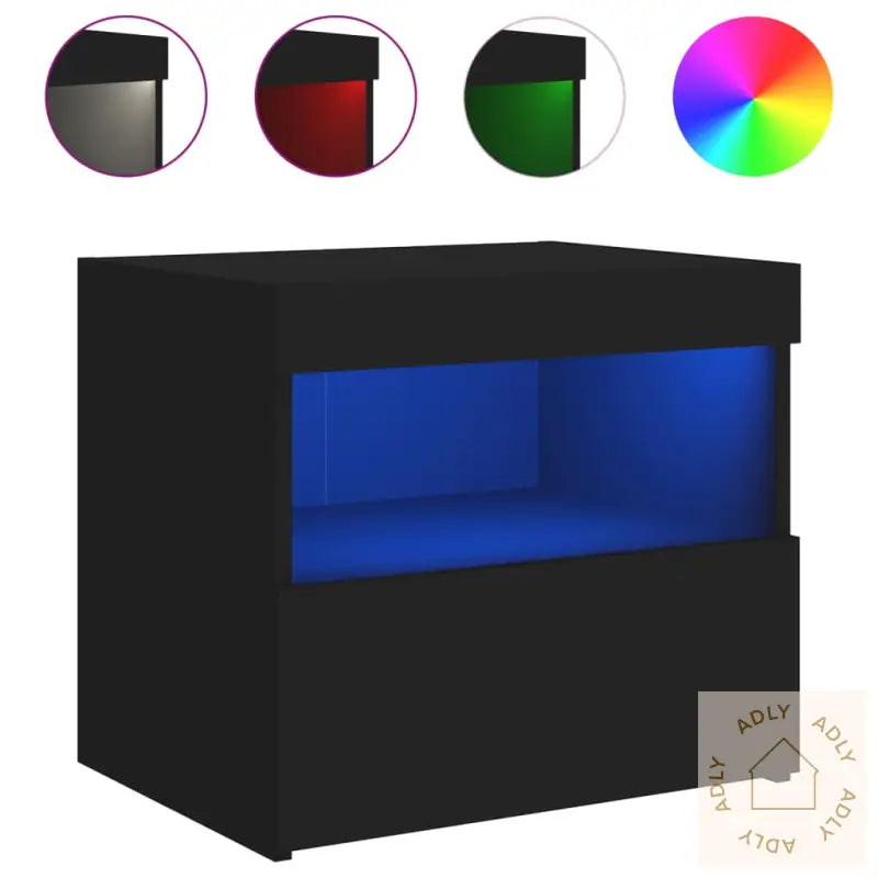 Nattbord Med Led Svart 50X40X45 Cm