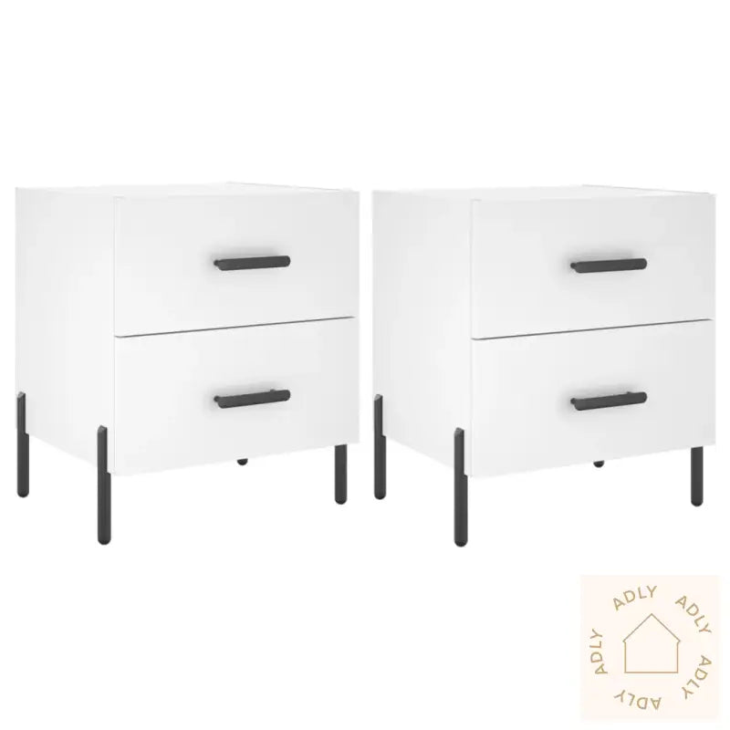 Nattbord 2 Stk Hvit 40X35X47,5 Cm Konstruert Tre