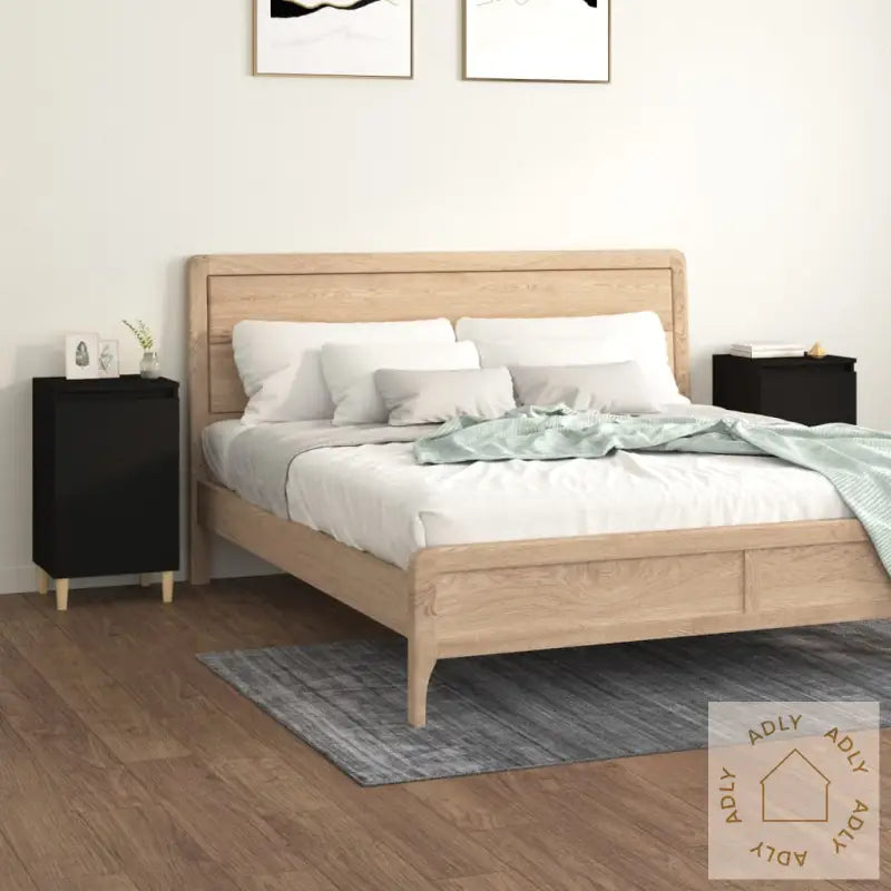 Nattbord 2 Stk Svart 40X35X70 Cm Konstruert Tre