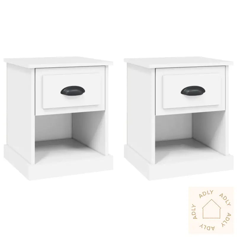 Nattbord 2 Stk Hvit 39X39X47,5 Cm Konstruert Tre