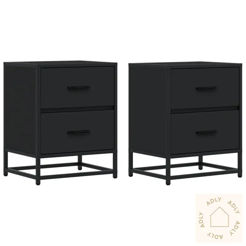 Nattbord 2 Stk Svart 40X31X50 Cm Heltre Furu