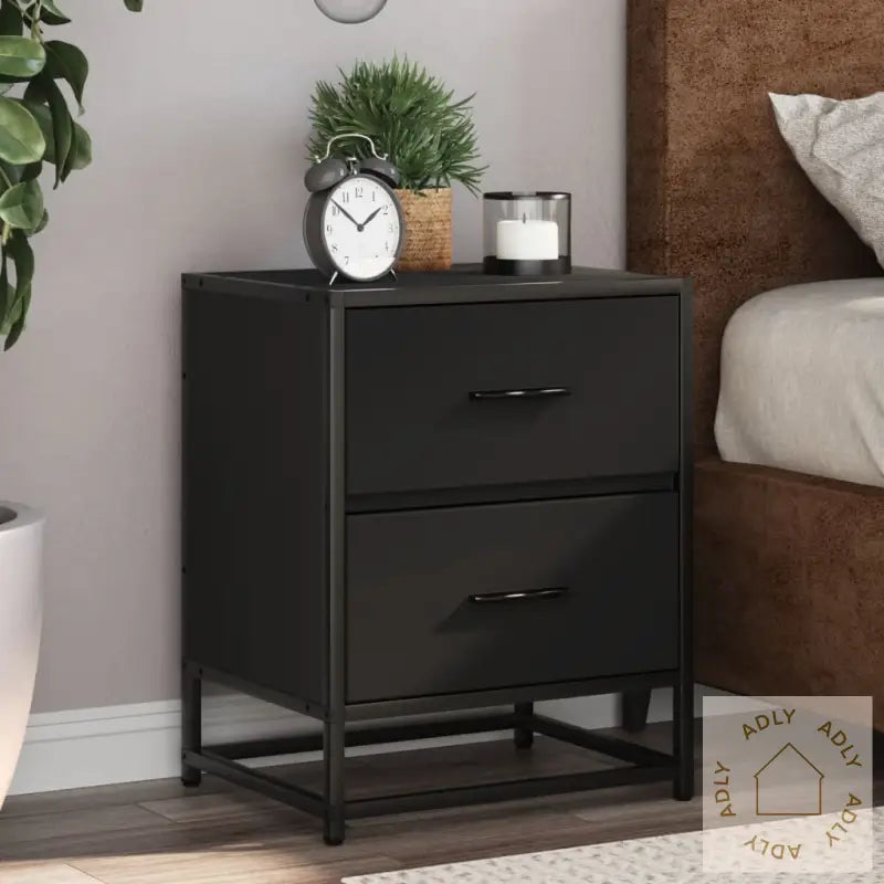 Nattbord 2 Stk Svart 40X31X50 Cm Heltre Furu