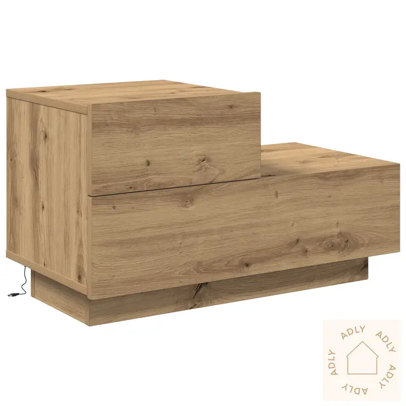 Nattbord Med Led-Lys I Artisansk Eik 100X36X49 Cm