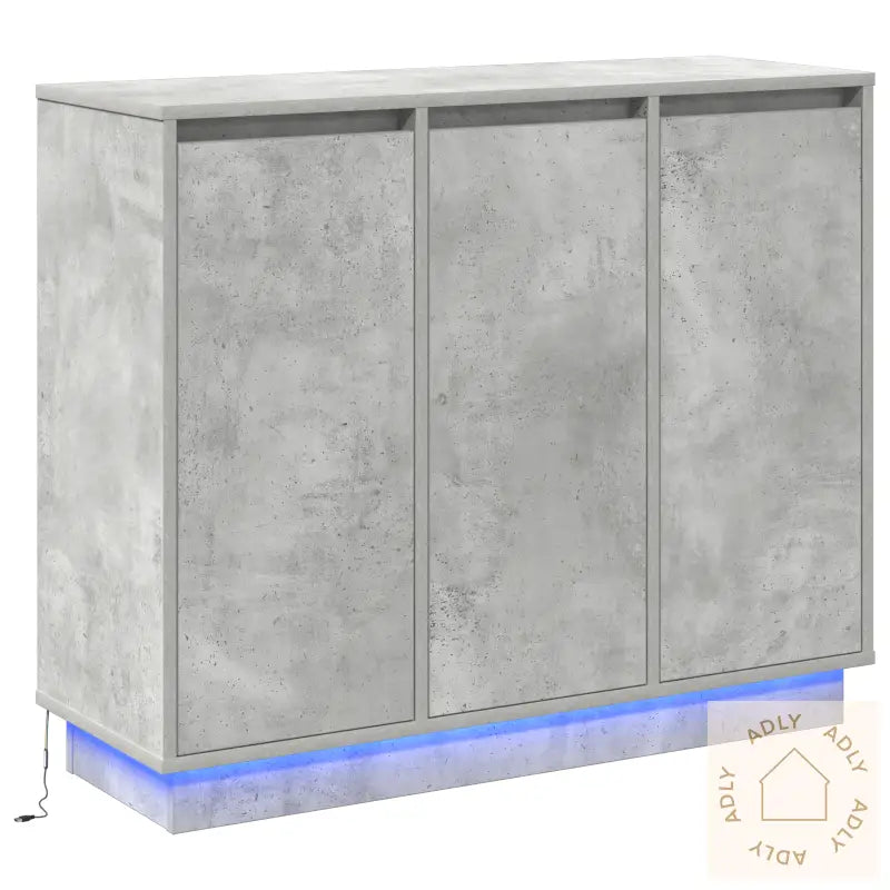 Sideboard Med Led Betonggrå 90X32X75 Cm Laget Av Tre