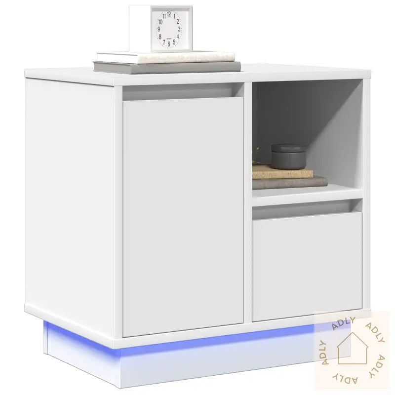 Nattbord Med Led 2 Stk Hvit 50X34,5X50 Cm