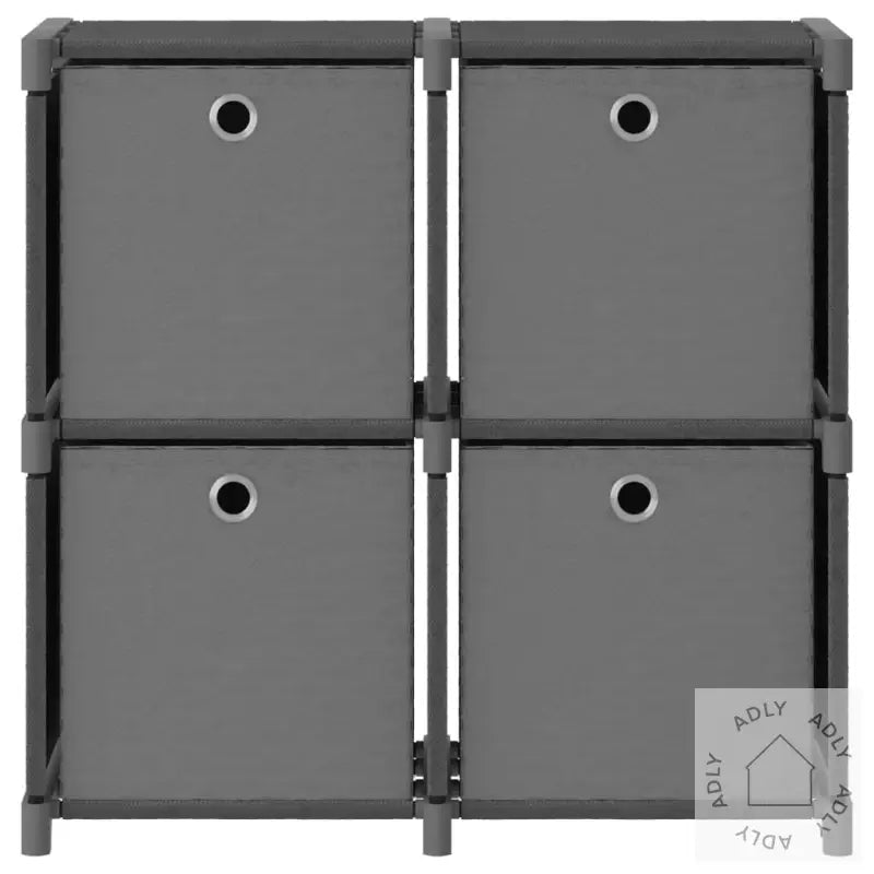 Displayhylle Med 4 Kuber Og Bokser Grå 69X30X72,5 Cm Stoff