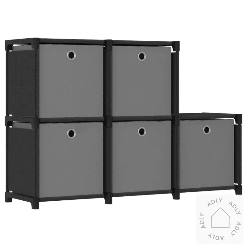 Displayhylle Med 5 Kuber Og Bokser Svart 103X30X72,5 Cm Stoff
