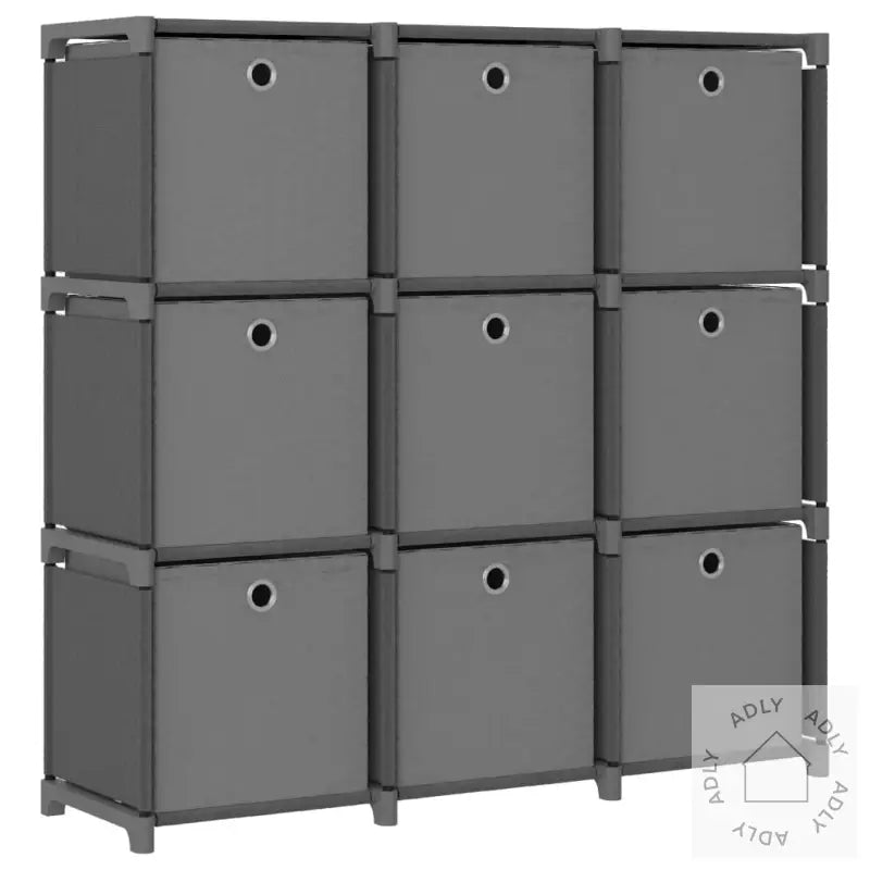 Displayhylle Med 9 Kuber Og Bokser Grå 103X30X107,5 Cm Stoff