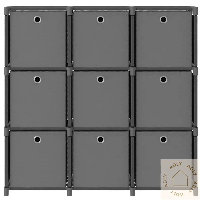 Displayhylle Med 9 Kuber Og Bokser Grå 103X30X107,5 Cm Stoff