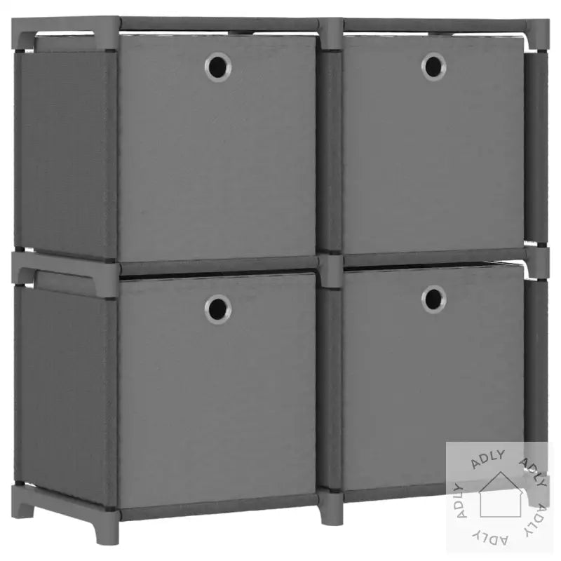 Displayhylle Med 4 Kuber Og Bokser Grå 69X30X72,5 Cm Stoff
