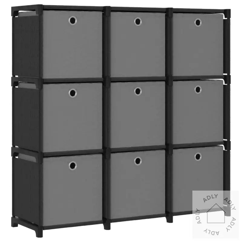 Displayhylle Med 9 Kuber Og Bokser Svart 103X30X107,5 Cm Stoff