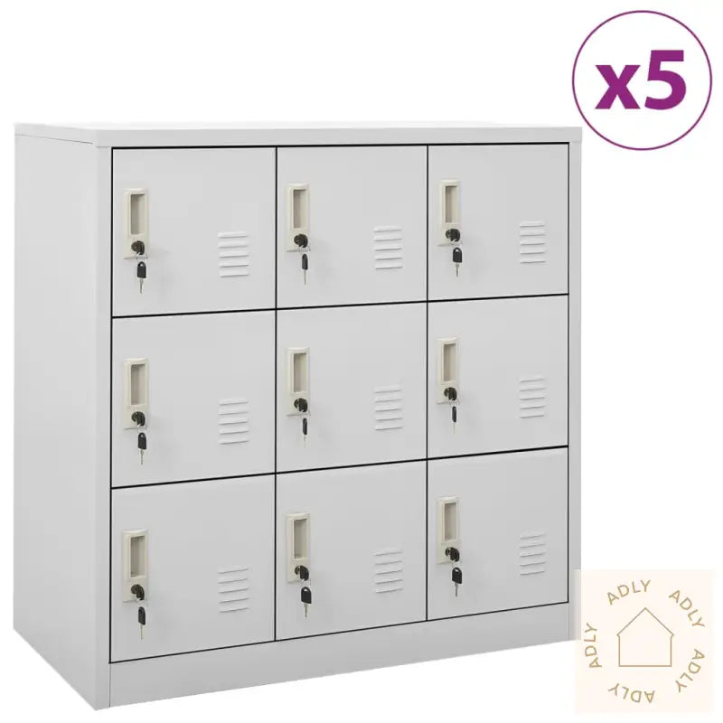 Oppbevaringsskap 5 Stk Lysegrå 90X45X92,5 Cm Stål