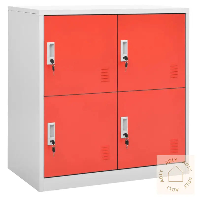 Oppbevaringsskap 2 Stk Lysegrå Og Rød 90X45X92,5 Cm Stål