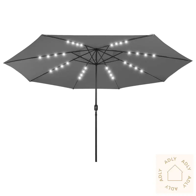 Hageparasoll Med Led-Lys 400 Cm Antrasitt