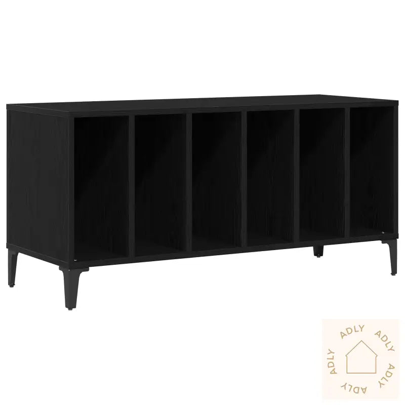 Svart Eik Platehylle - 100X38X48 Cm Laget Av Konstruert Tre