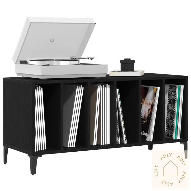 Svart Eik Platehylle - 100X38X48 Cm Laget Av Konstruert Tre