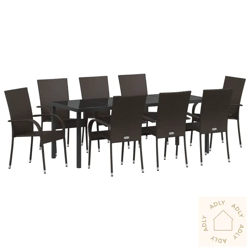 5 Delers Hage Spisegruppe Brun Poly Rattan