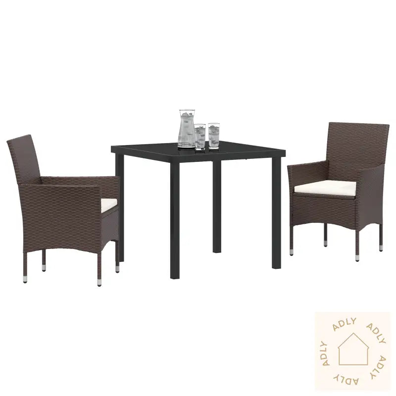 3-Delers Hage Spisestue Brun Poly Rattan