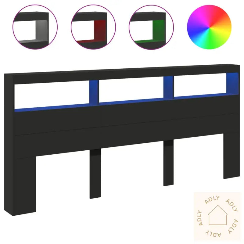 Hodegavl Skap Med Led Svart 220X17X102 Cm