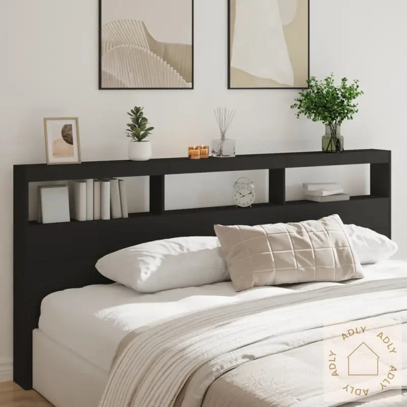 Hodegavl Skap Med Led Svart 220X17X102 Cm