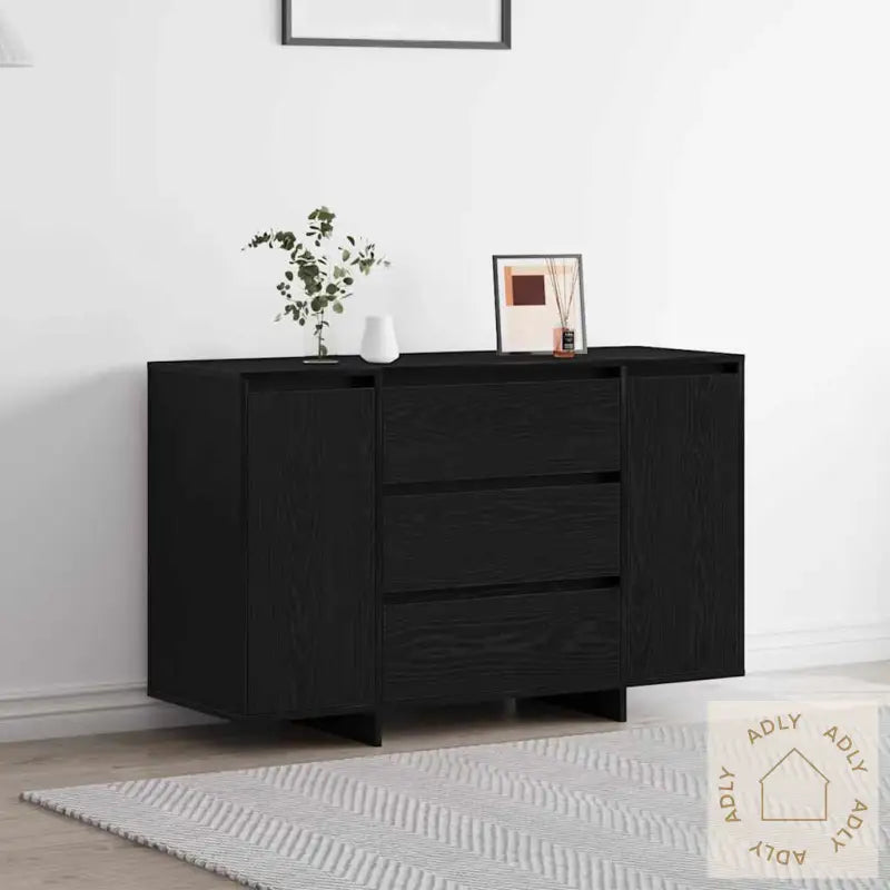 Sideboard Svart Eik 120X41X75 Cm Konstruert Tre
