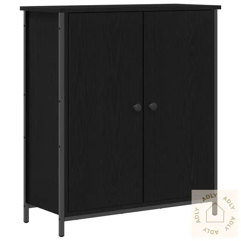 Skap Svart Eik 70X30X80 Cm Konstruert Tre Og Stål