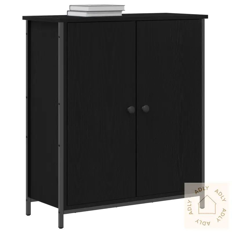 Skap Svart Eik 70X30X80 Cm Konstruert Tre Og Stål