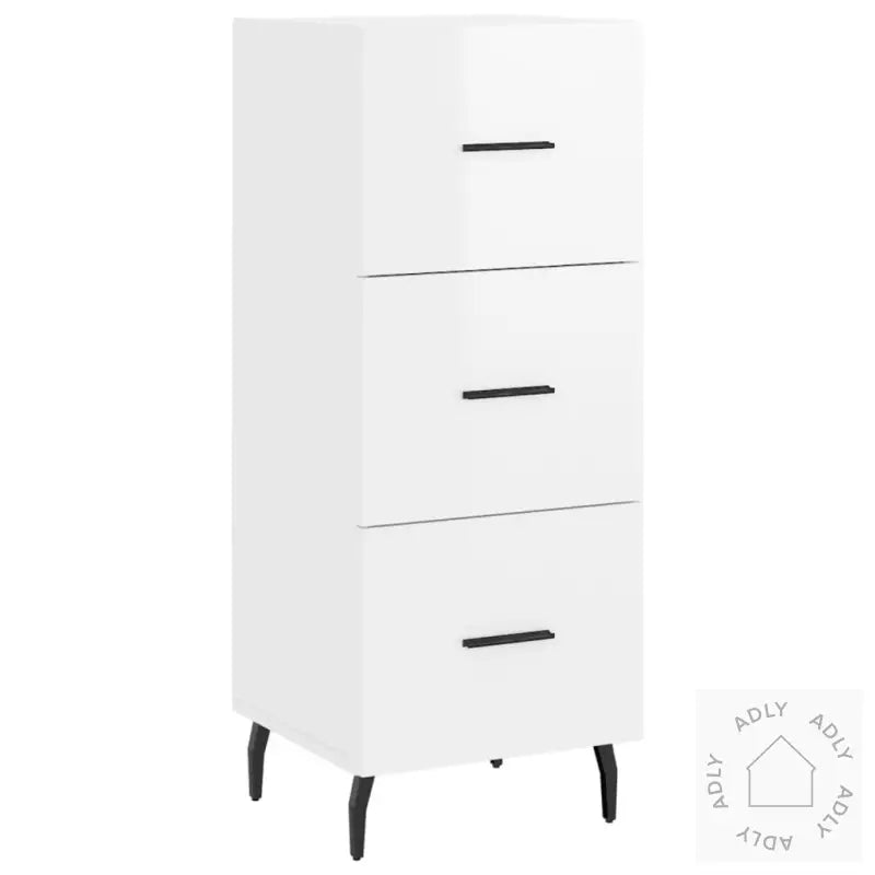 Skjenk Høyglans Hvit 34,5X34X90 Cm Konstruert Tre