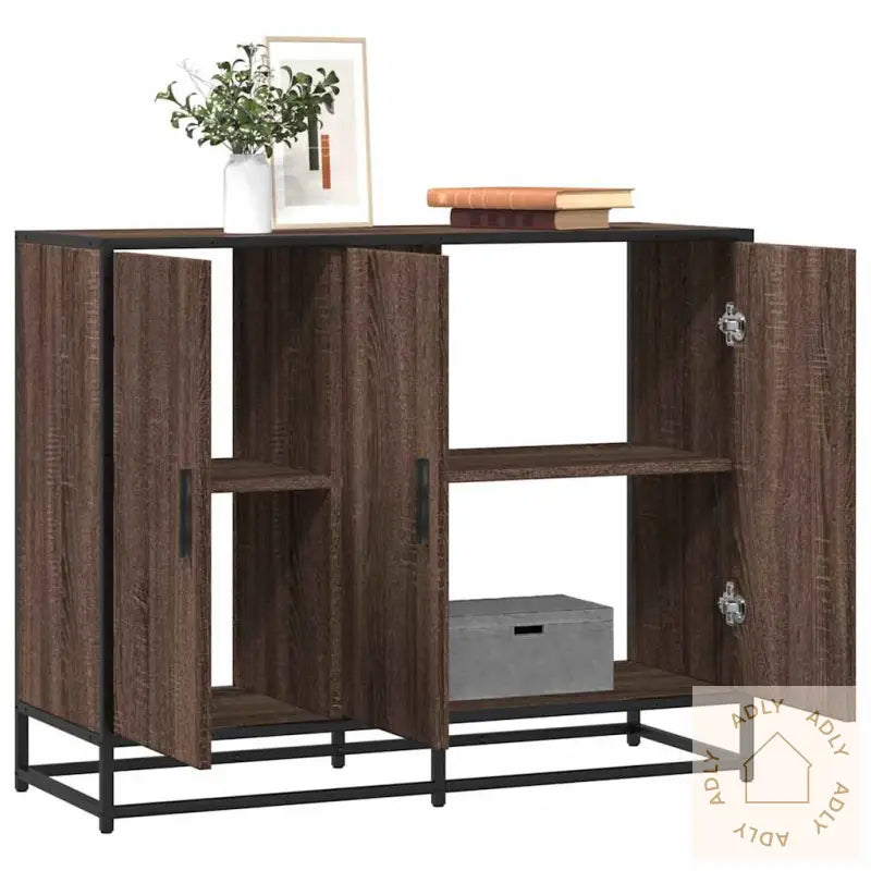 Skjenk Brun Eik 94X35X76 Cm Konstruert Tre